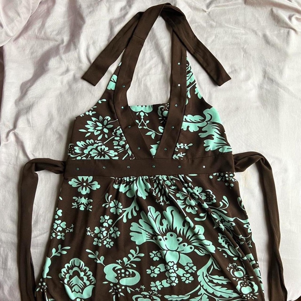 VINTAGE Y2K HALTER NECK DRESS 🤎